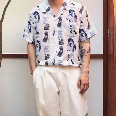 하와이안 레트로 페이퍼 패턴 셔츠[4Color]