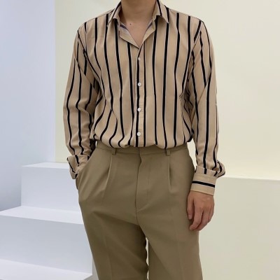 [TOP] retro stripe shirt