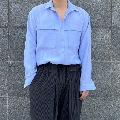 [TOP] crease cotton silk shirt